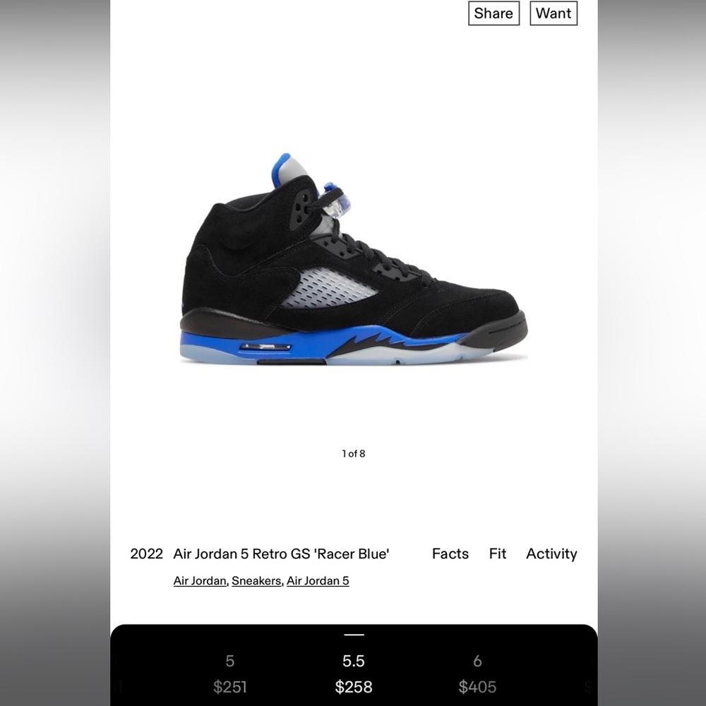 Air Jordan 5 Retro GS 'Racer Blue'